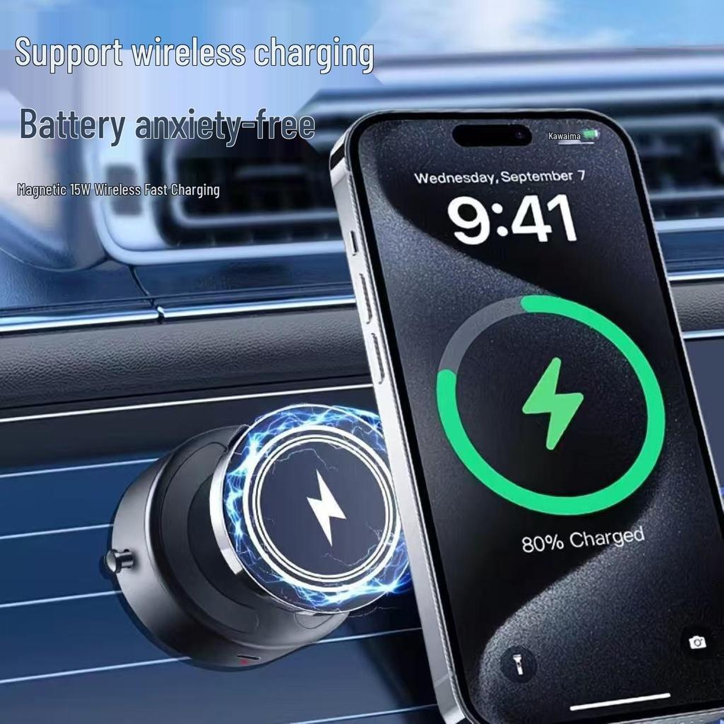 2026 New Model Magnetic Wireless Car Charger & Phone Holder, 15W Super Fast Charging with Vacuum Suction