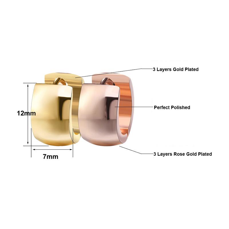 3 Colors Women’s Stainless Steel Earrings Simple Rose Gold Design Party & Daily Wear Fashion Versatile Jewelry Accessory