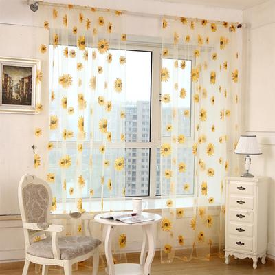 Breathable Sunflower Printing Curtain for Living Room Balcony Decoration