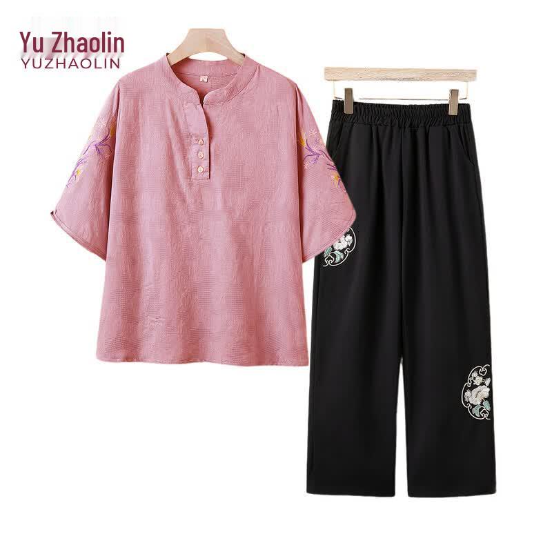 YUZHAOLIN Women's Embroidered Summer Two-Piece Set