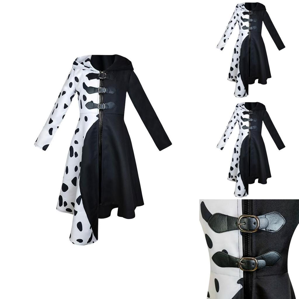 Cosplay šaty inspirované 101 dalmatiny Černobílá čarodějnice Cruella De Vil