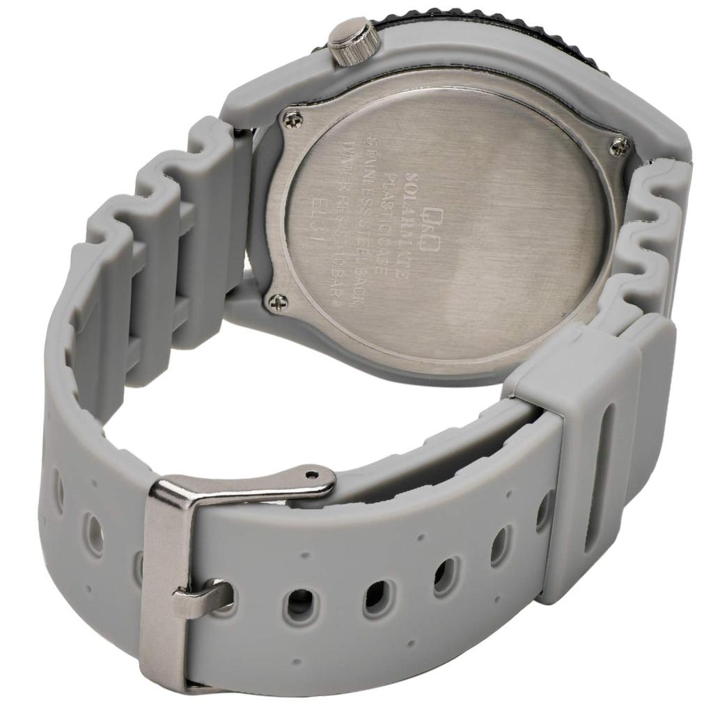 10 ATM wasserdichtes Urethan [Citizen Q&Q] Solarbetriebene Uhr, Widerstandsfähigkeit, analog, Armband, H064-002, Herren, grau.