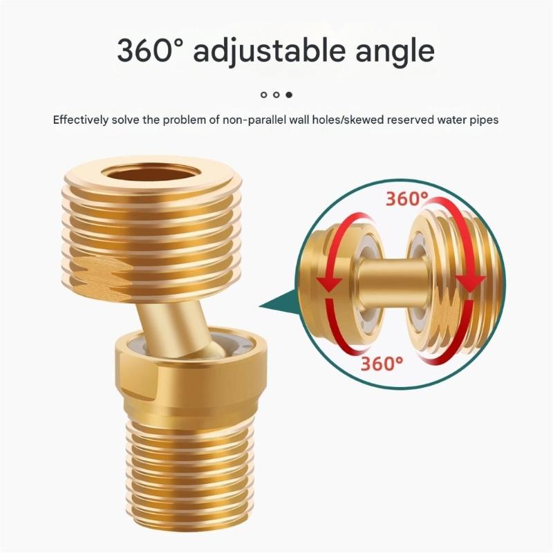 360 Degree Adjustable Angled Bents Base Lengthened Brass Shower Tap Adapter Curved Feet for Kitchen and Bathroom