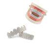 1Pair Silver Plated Bling Bling Cubic Zirconia Top & Bottom Mouth Teeth Cover