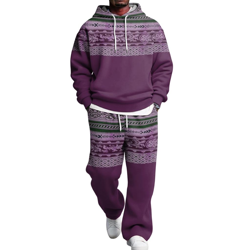 Completo con Felpa e Pantaloni da Tuta da Uomo con Vita Elastica, Outfit Casual Due Pezzi