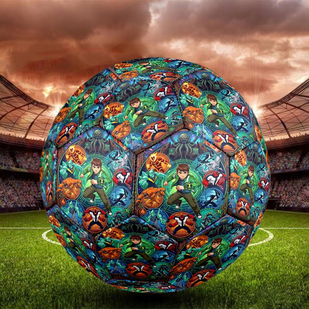 Ben 10 Cartoon Print Size 5 Soccer Ball, Standard Match Football for Sports Game and Team Practice, Ideal Gift for Soccer Fans