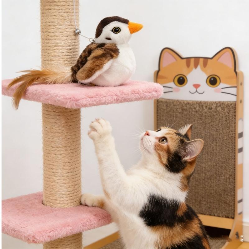 Interactively Realistic Bird Cats Toy Entertaining Electric Bird To Flapping Wing and Sound for Indoor Pet