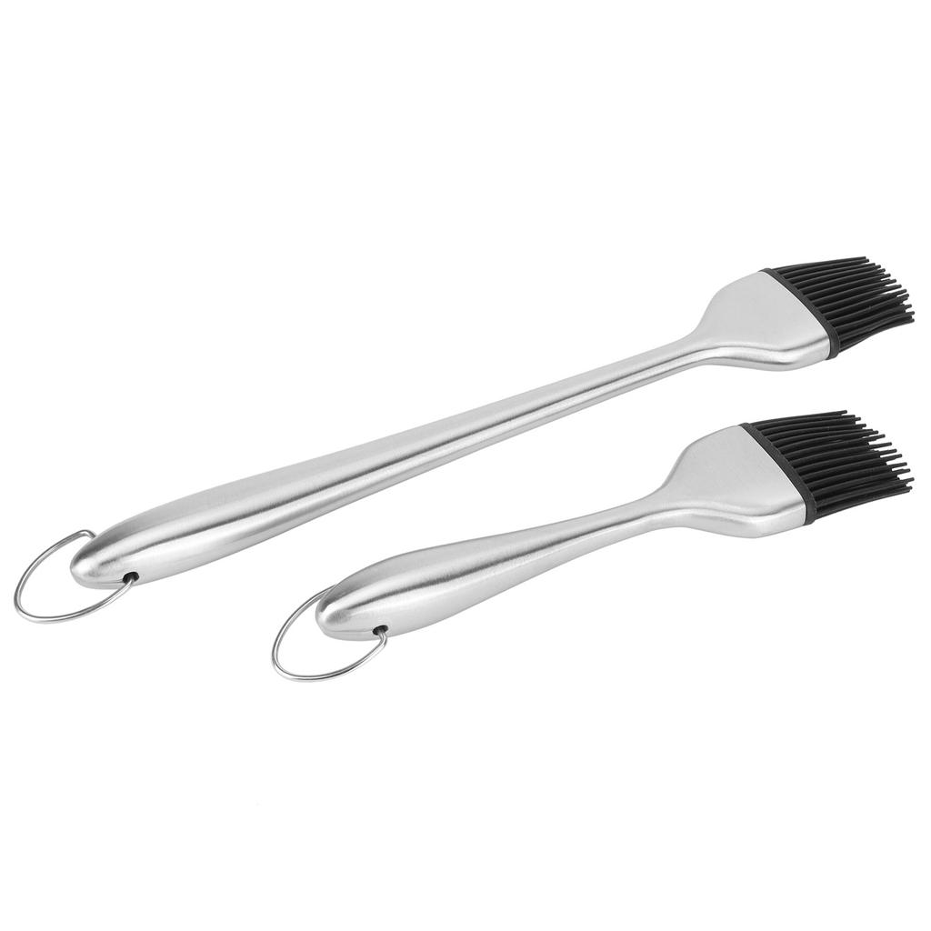2Pcs Set Stainless Steel Oil Brush with Food Grade Silicone Barbecue Baking Oil Brush for Home