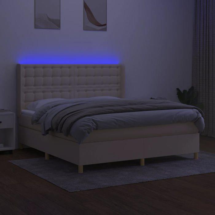 VidaXL Slatted Bed Base with Mattress and LED, Upholstered Bed, Double Bed, Adult Bed for Interior Bedroom, 3139218