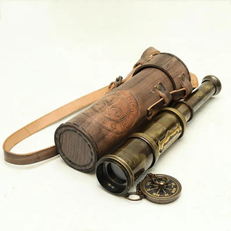 Vintage Brass Spyglass Telescope | Dollond London 1920 Style | Wood or Leather Case | Nautical Gift Décor