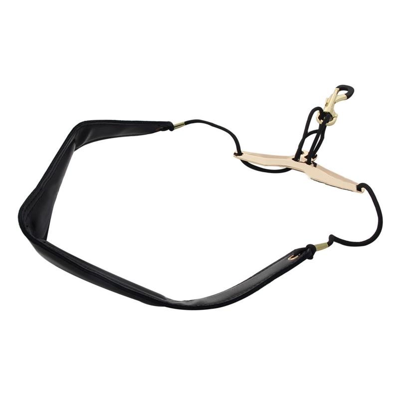 Saxophone PU Leather Neck Strap with Thick Soft Padded Adjustable Buckle Black Hook for Baritone Alto Tenor Soprano Sax