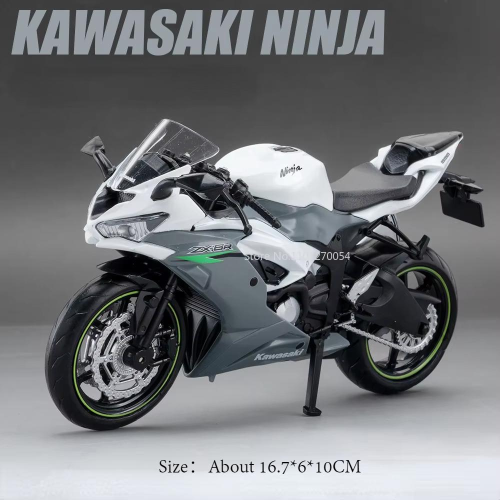 1:12 Kawasaki H2R Ninja ZX-6R Motorcycle Model Toy Car Metal Body Wheel Steering Shock Absorption Motorbike Vehicles Child Gifts