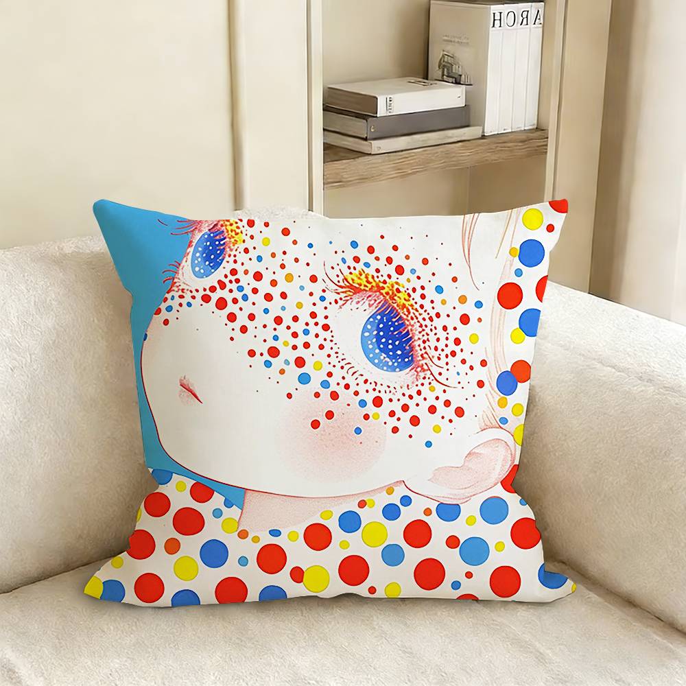Y-Yayoi K-Kusama Artistic Style Various Sizes Square Pillow Case For Car Home Bedchamber Decor