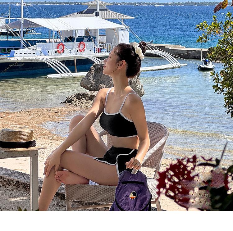 Korean High-waisted Split Swimsuit for Women, Korean Style 1011 Summer New Fashion Small-bust Vacation Swimsuit