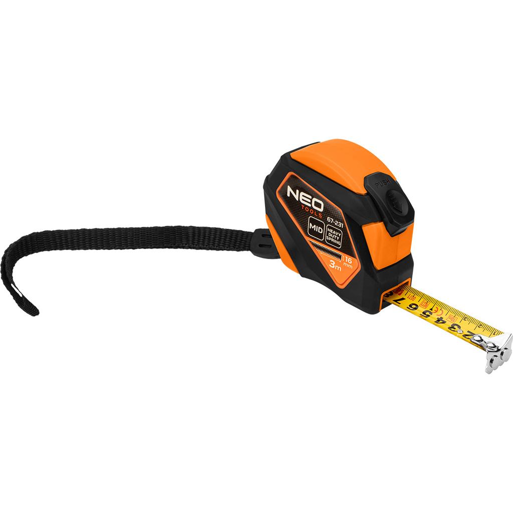 Steel Tape Measure 3 M X 16 Mm, Auto Lock, Stop Button, Magnet