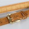 Retro Soft Cowhide Women's Belt Pure Copper Button Casual Designer Luxury Belt Tactical Personality Leather Jeans Belt