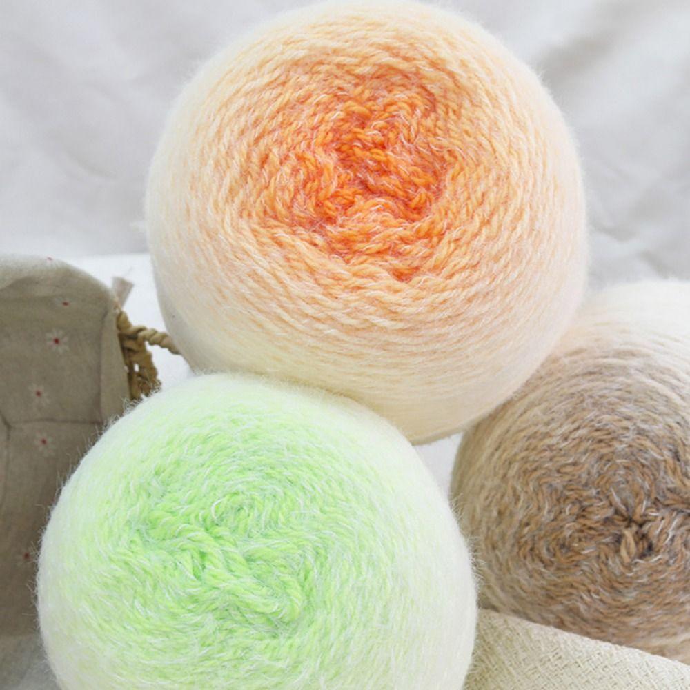 200g/ Roll Durable Gradient Color Wool Yarn Multicolor Handmade Long Velvet Yarn DIY Soft Knitting Yarn for Blanket Scarf