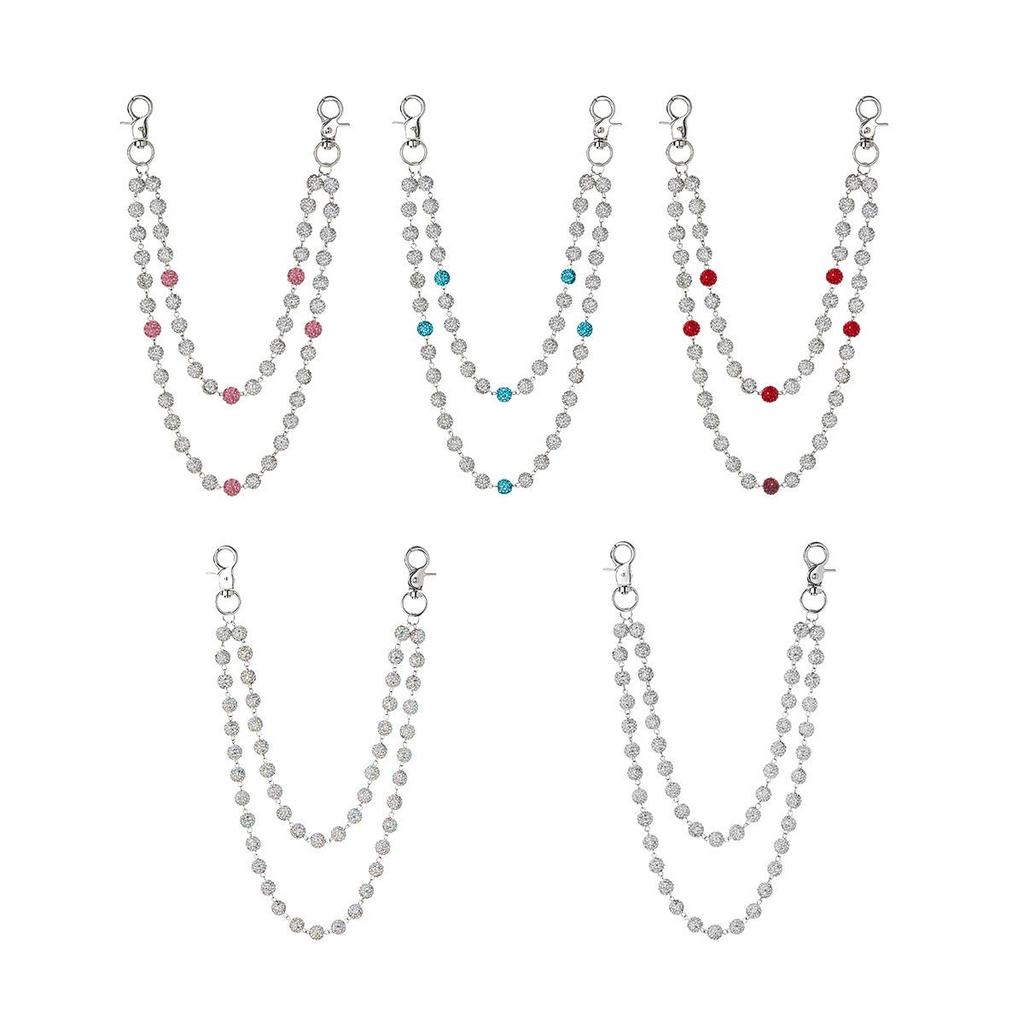 European & American Fashion Rhinestone Waist Chain - Hip Hop Punk Style Jeans Chain In Red & Black, Versatile Decorative Accessory for Women
