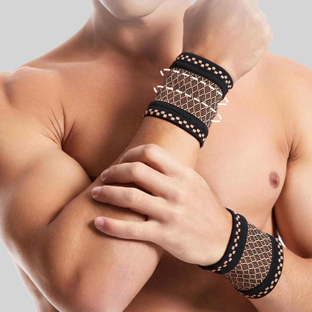 A Pair of Men's Wrist Guard Professional Sports Fitness Wrist Brace Support Protector Elastic Knitted Breathable Compression Wristband