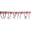 Red Printed Ribbon With Pompoms and Seed Beads Width. 10 Mm