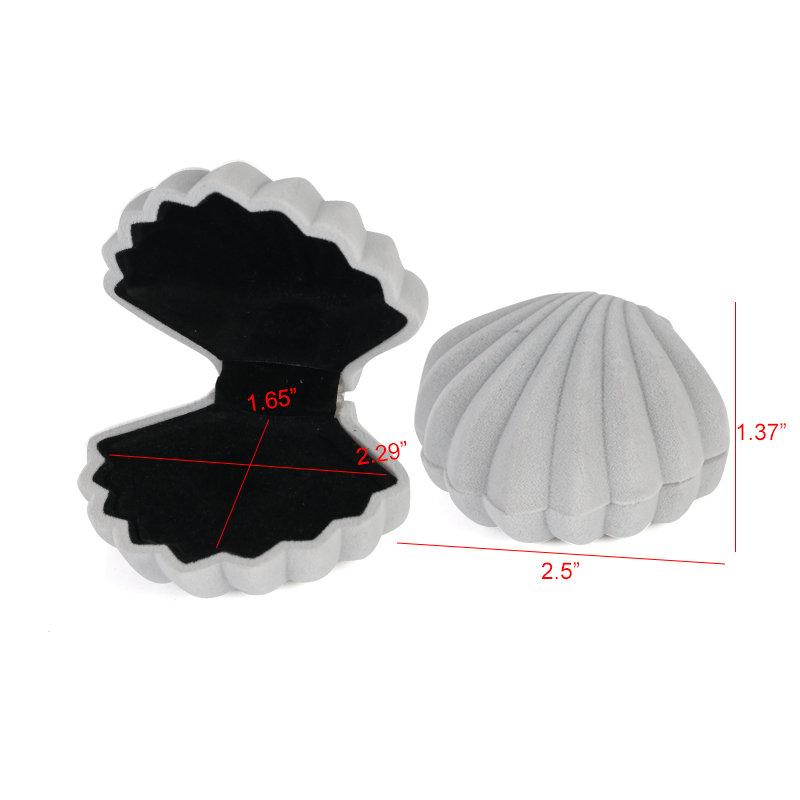 

Velvet Jewelry Box Shell Shape Wedding Ring Box Organizer Storage Display Packaging Case Holder Gift Accessories 4 Colors