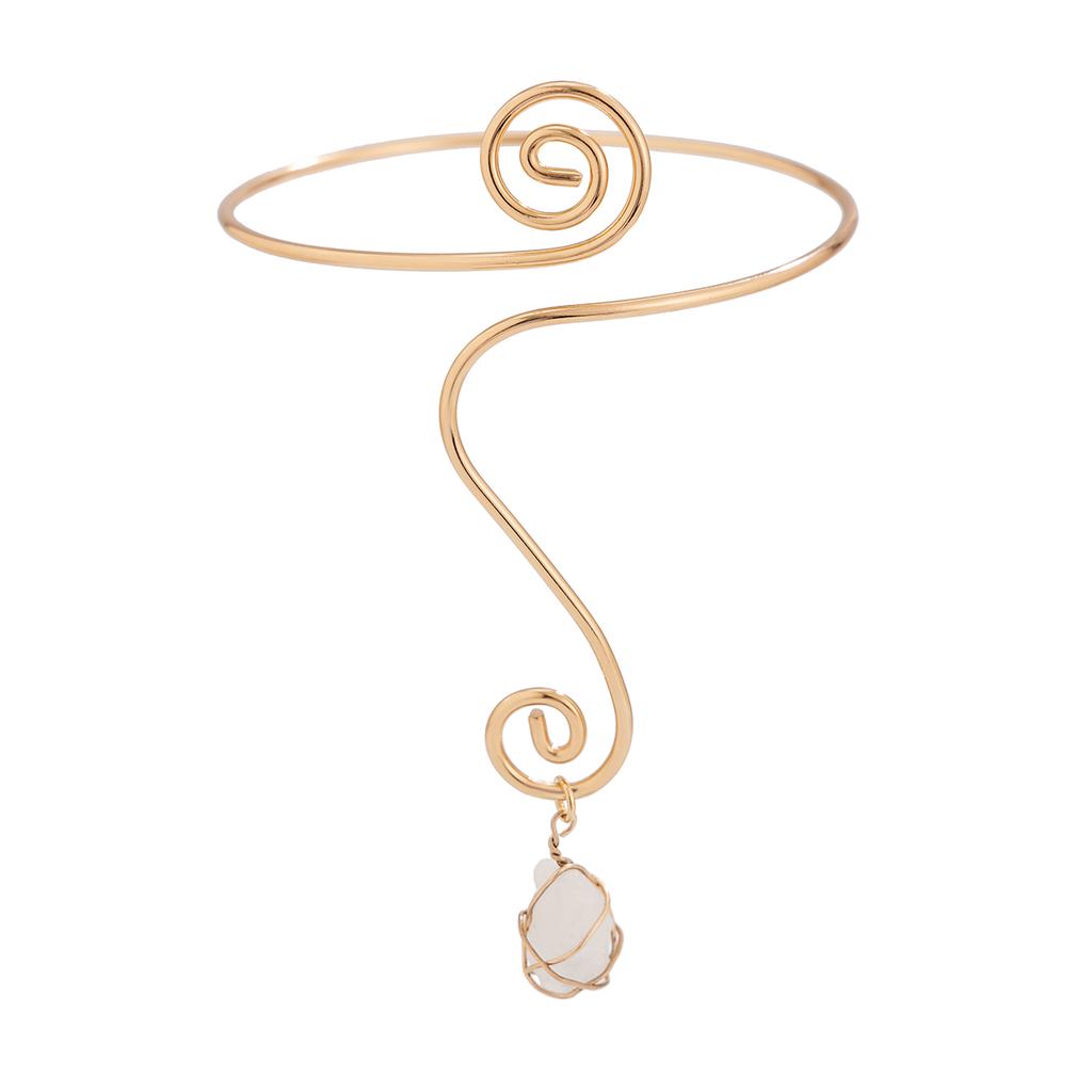 Ingemark Creative Water Drop Stone Pendant Open Cuff Bangles for Women Wed Bridal Goth Geometric Arm Bracelet Aesthetic Jewelry