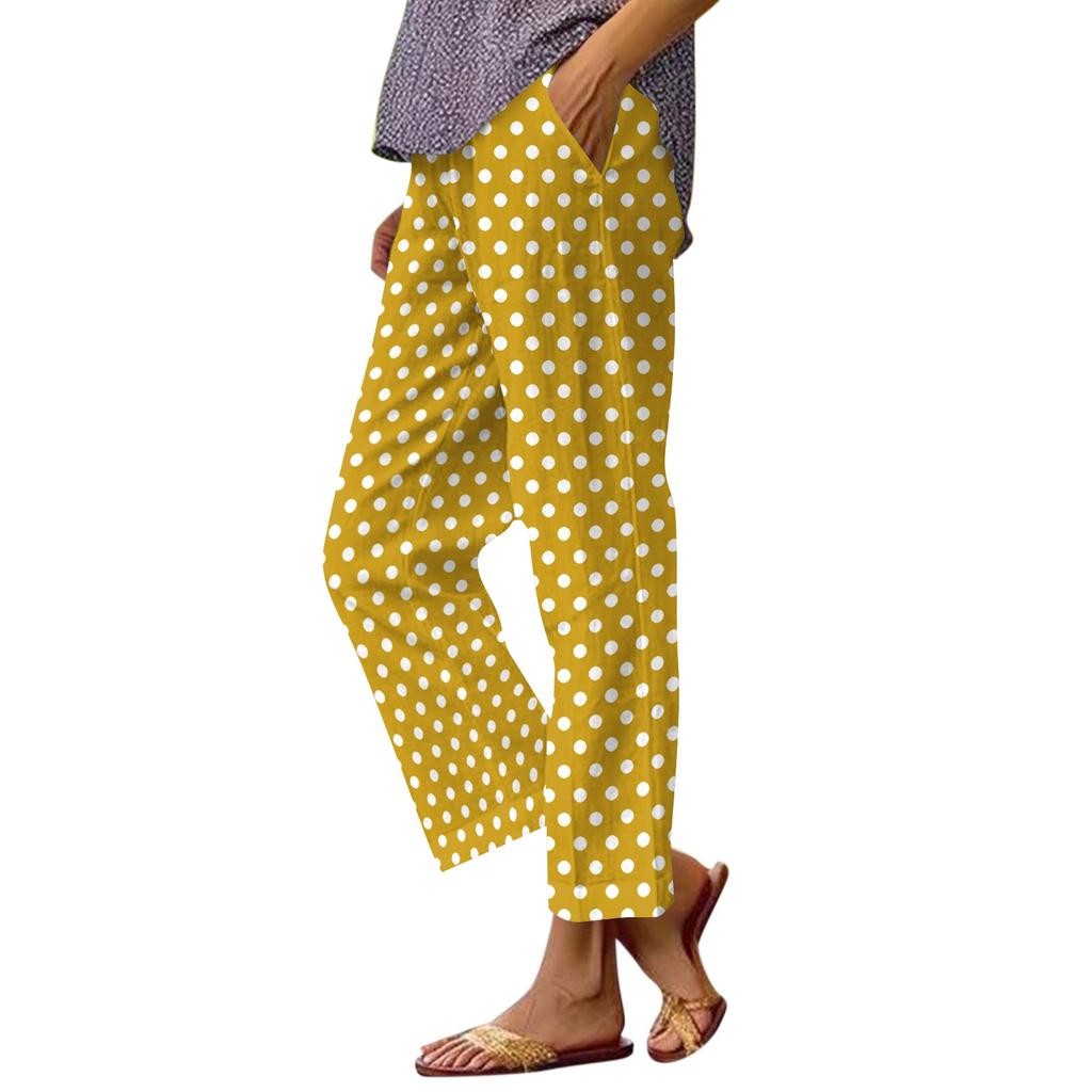 Women's Fashion Printed Elastic Waist Casual Pants with Pockets for Everyday Wear