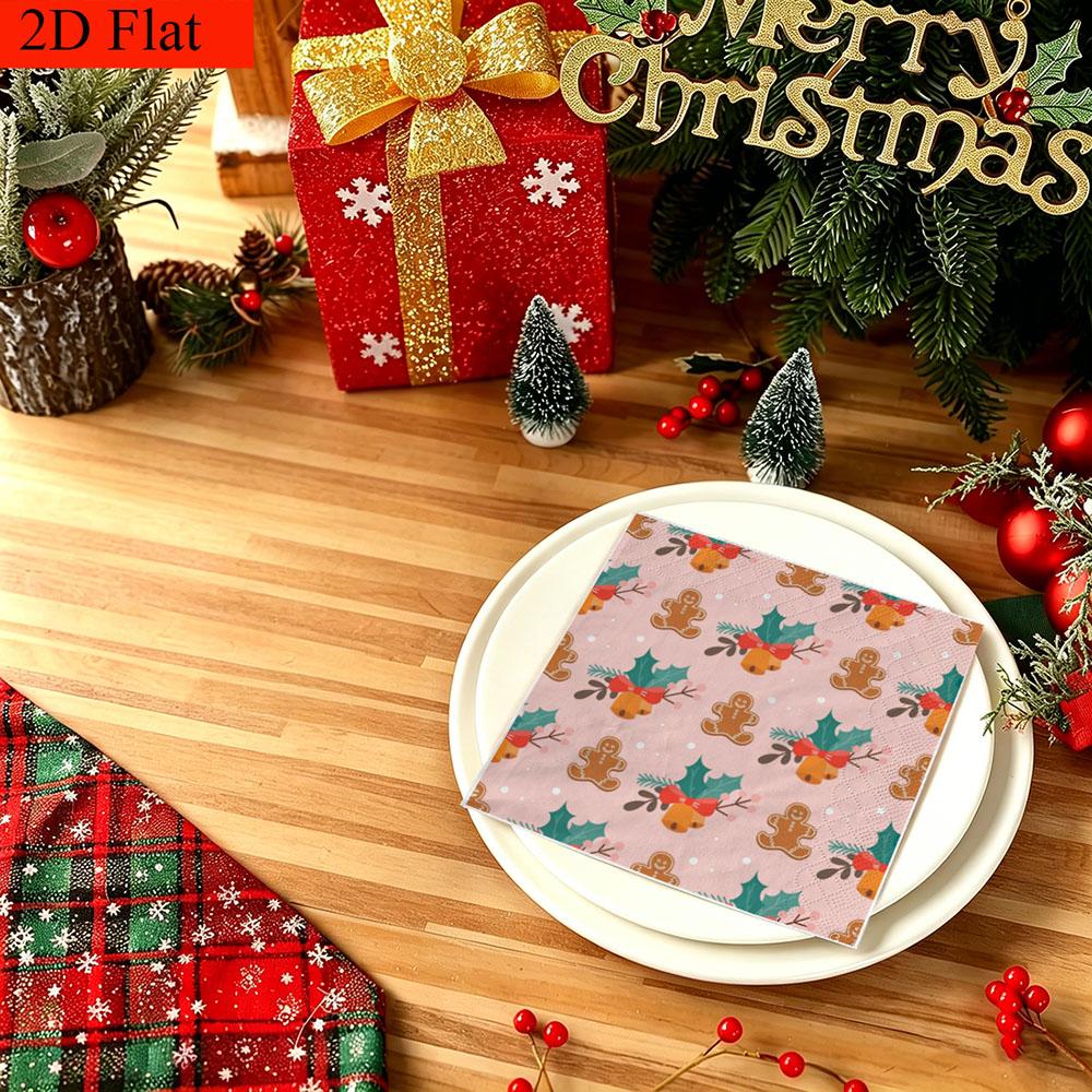 20pcs Disposable Napkins with Christmas Theme Pattern Print for Wedding,Parties,and Daily Use for Thanksgiving Fall Christmas Table Decoration