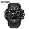 SANDA Women's Trendy LED Dual Display Waterproof Watch with Hourly Chime