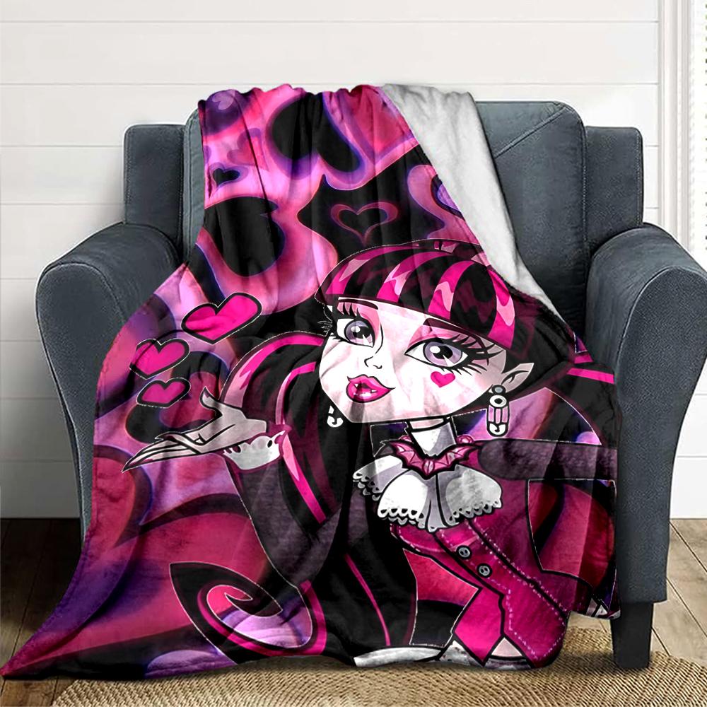 1Pc Monster High Starry Night Blanket For Couch Bed Plush Cozy Fuzzy Blanket Super Soft Warm Blankets For Fall And Winter 091828