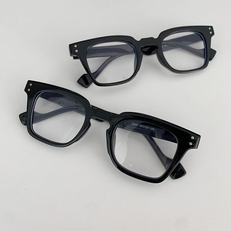 Horn-rimmed square glasses blue light blocking gl-58 cash black