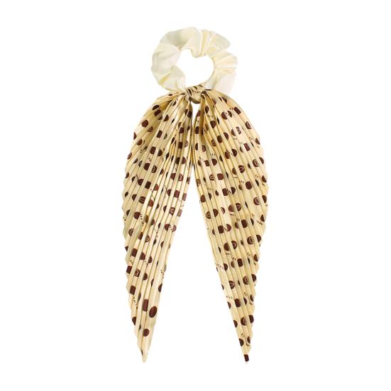 Hair Rope Dot Print Pleated Ribbon Hair Tie No Damage High Elasticity Ponytail Holder Lightweight Daily Hair Accessory