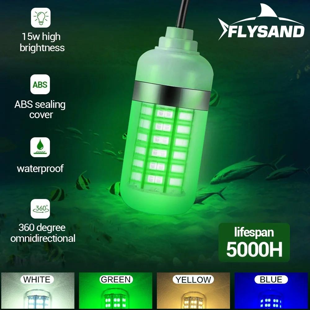 12V 15W LED Fishing Light with 108 LEDs Waterproof Bait Fish Collector Light for Raft Fishing and Plumbing Use