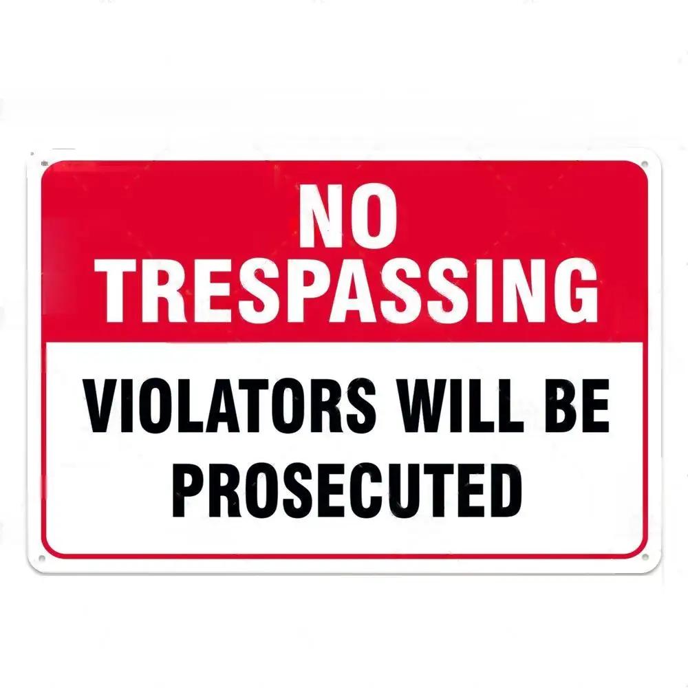 High Definition Tin Sign Private Property No Trespassing H Surveillance Warning Metal Wall Art Decor for Yard Home Security
