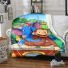 Curious George Flannel Blanket Soft Warm All-Season Throw, Design for Camping, Car Travel, Hiking Sofa, Bed, Office Perfect Gift for Parties