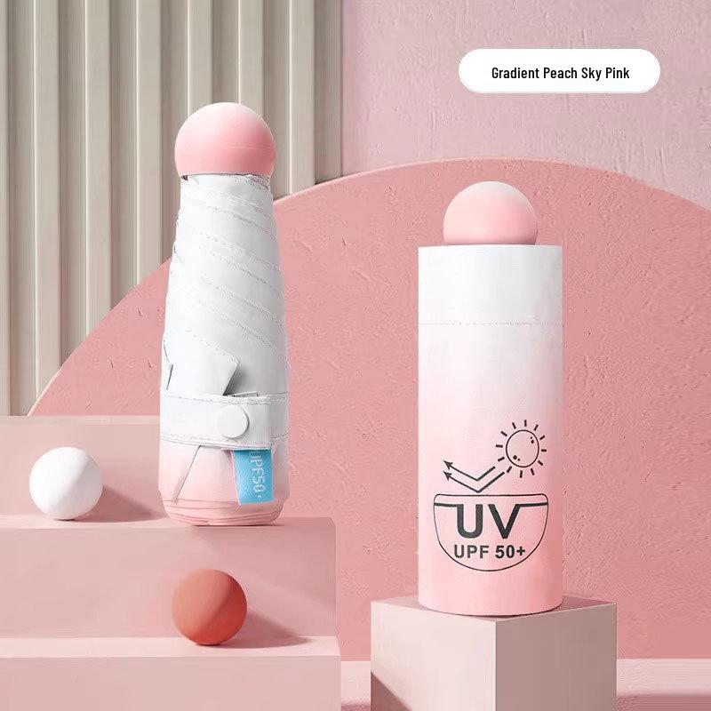Gradient Capsule Sun Umbrella: Portable Foldable Sunshade & UV Protection for Rainy and Sunny Days