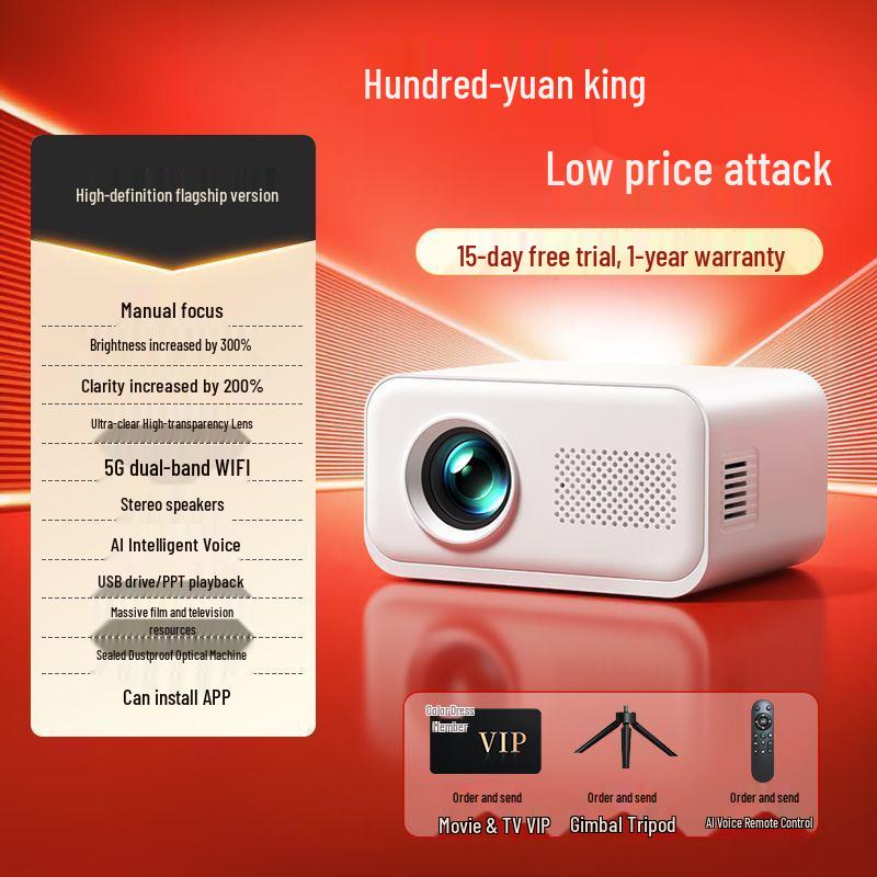 2025 Ultra HD Projector for Bedroom & Dorm - Mobile Screen Mirroring for Home Theater Use