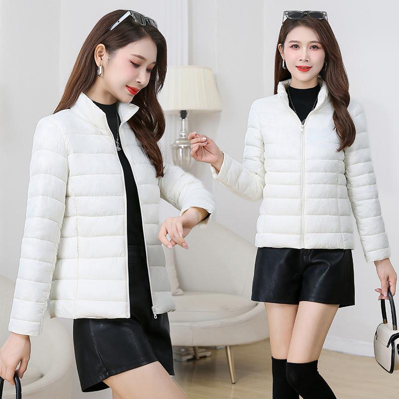 

Тонкая и легкая новая хлопковая одежда, короткая домашняя хлопковая одежда, утолщенный приталенный воротник-стойка, маленькая хлопковая куртка L-90-55 kg белый