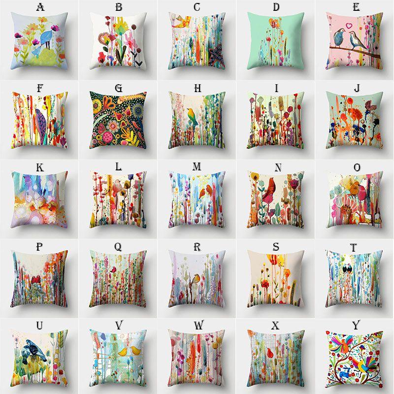 Stunning Bird Flower Pillow Case With Watercolor Design For Stylish Living Room Decor