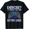 Gamer Exercise Thought Extra Lives Funny Gaming Men Boys Kid T-Shirt