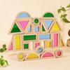 24 Pieces Translucent Rubberwood Construction Blocks with Acrylic Panels Solid