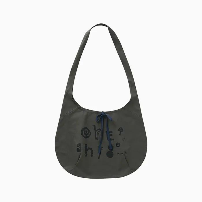 LIGHT COTTON HOBO BAG, CHARCOAL