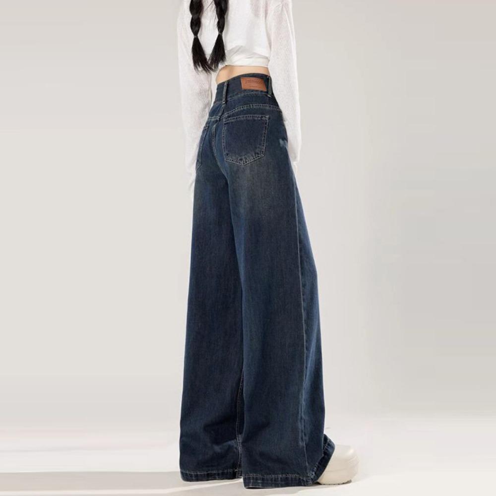 Lazy and Relaxed Floor-mopping Jeans Spring and Autumn New Pear-shaped Loose and Thin Wide-leg Jeans