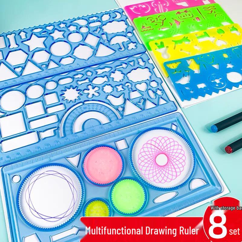 Creative Kaleidoscopic Ruler Set for Kids – Educational and Versatile Drawing Tool