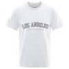 Los Angeles Letter Design Summer Unisexs Silk Ice Round Collar Simple Running Fitness Suit Breathable Thin Quick Dry Tshirt