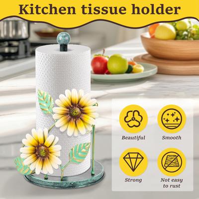 Sonnenblumen-Eisen-Rollenhalter für Küchenpapier Badezimmer-Toilettenpapier-Vertikalständer Küchen-Toiletten-Aufbewahrung Arbeitsplattenzubehör