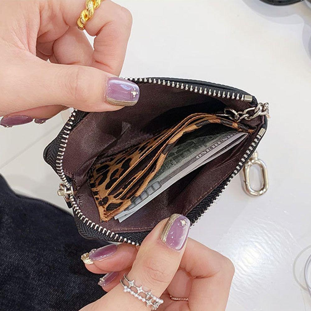 Fashion Leopard Print Coin Purse PU Leather Zipper Card Holder Heart Shaped Mini Card Wallet Travel