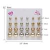 12Pair/Set Mixing Crystal Zircon Round Stud Earrings Women Girls Ear Accessories