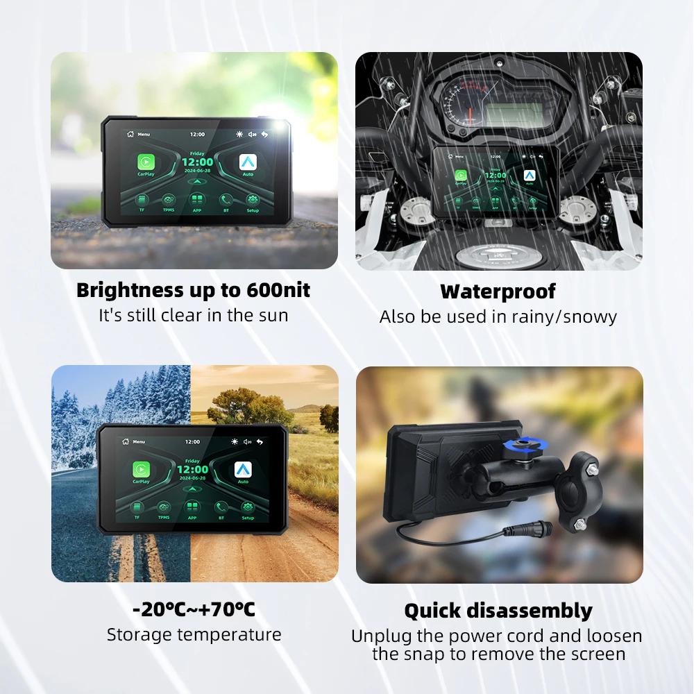 M19 Motorcycle CarPlay Android Auto 5.0 Inch 2 IN 1 Digital GPS Moto Navigation Motorcycle Dashboard Display Screen