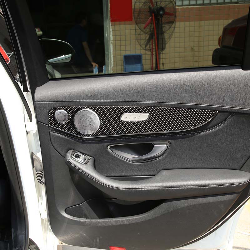 For Mercedes-Benz C-Class GLC W205 C180 2014-2020 Car Interior Doors Decoration Panel Cover Trim Soft Carbon Fiber Accessories